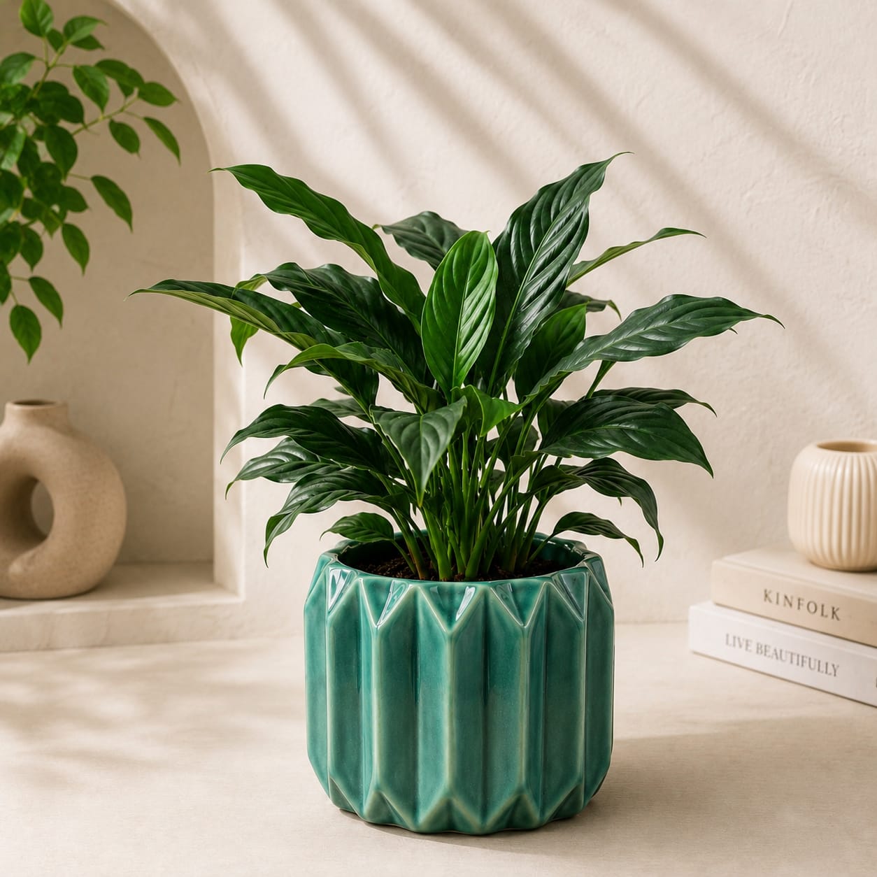 Facet Ceramic Planter – Teal