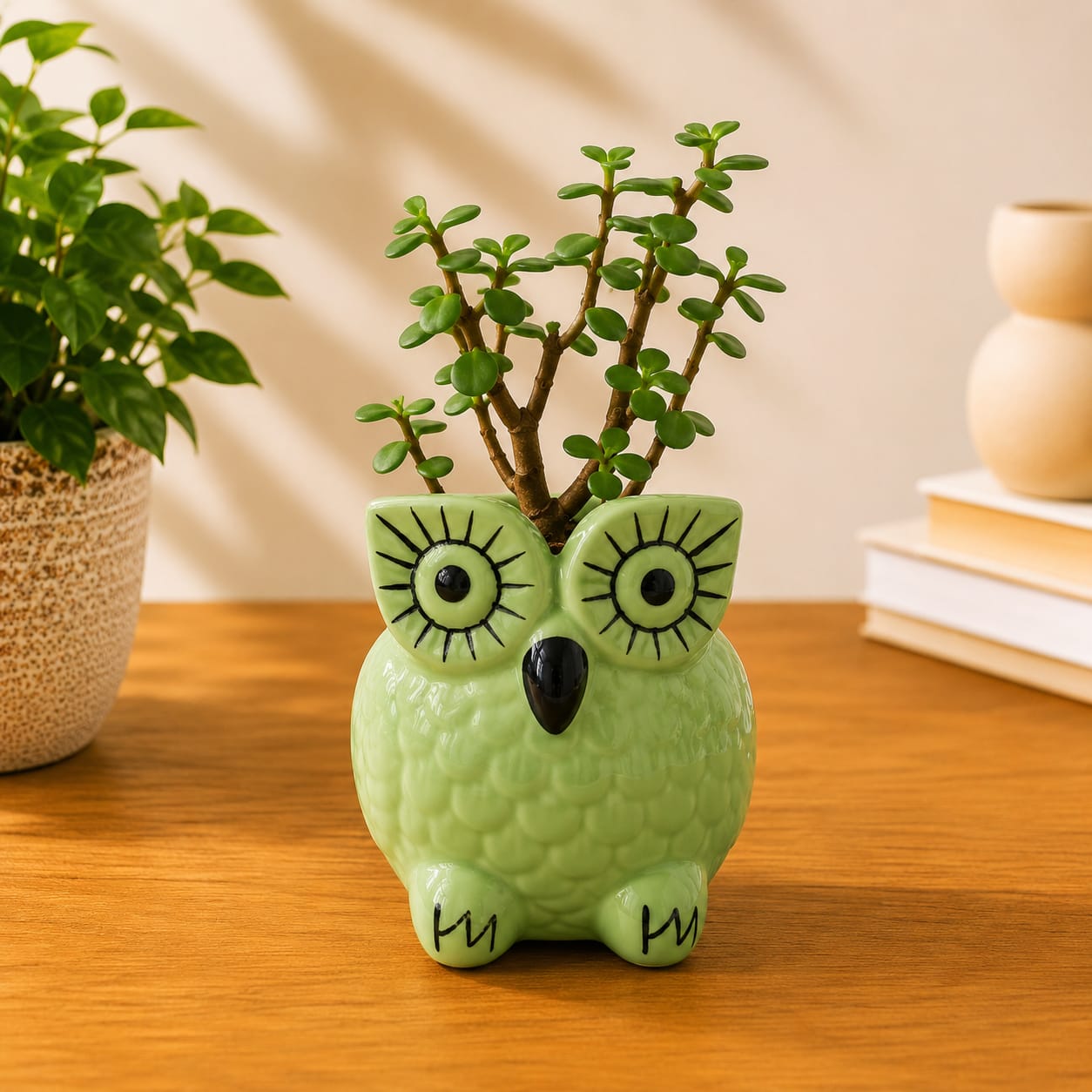 Owl Ceramic Planter — view 2