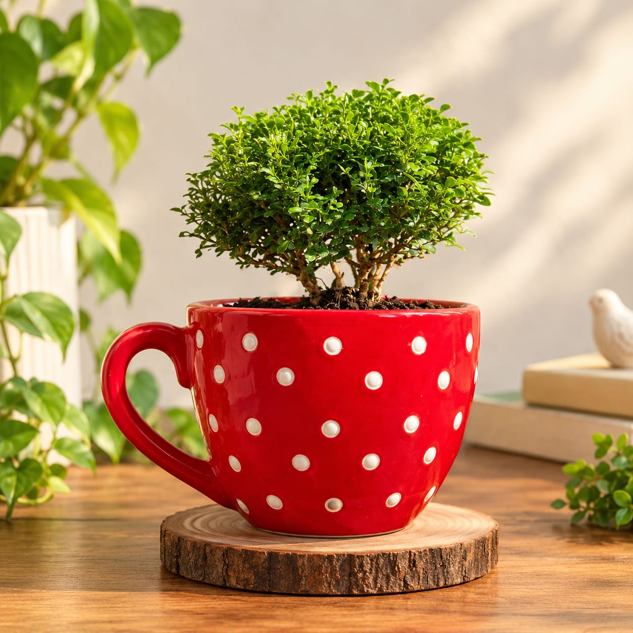 Polka Dot Cup Ceramic Planter