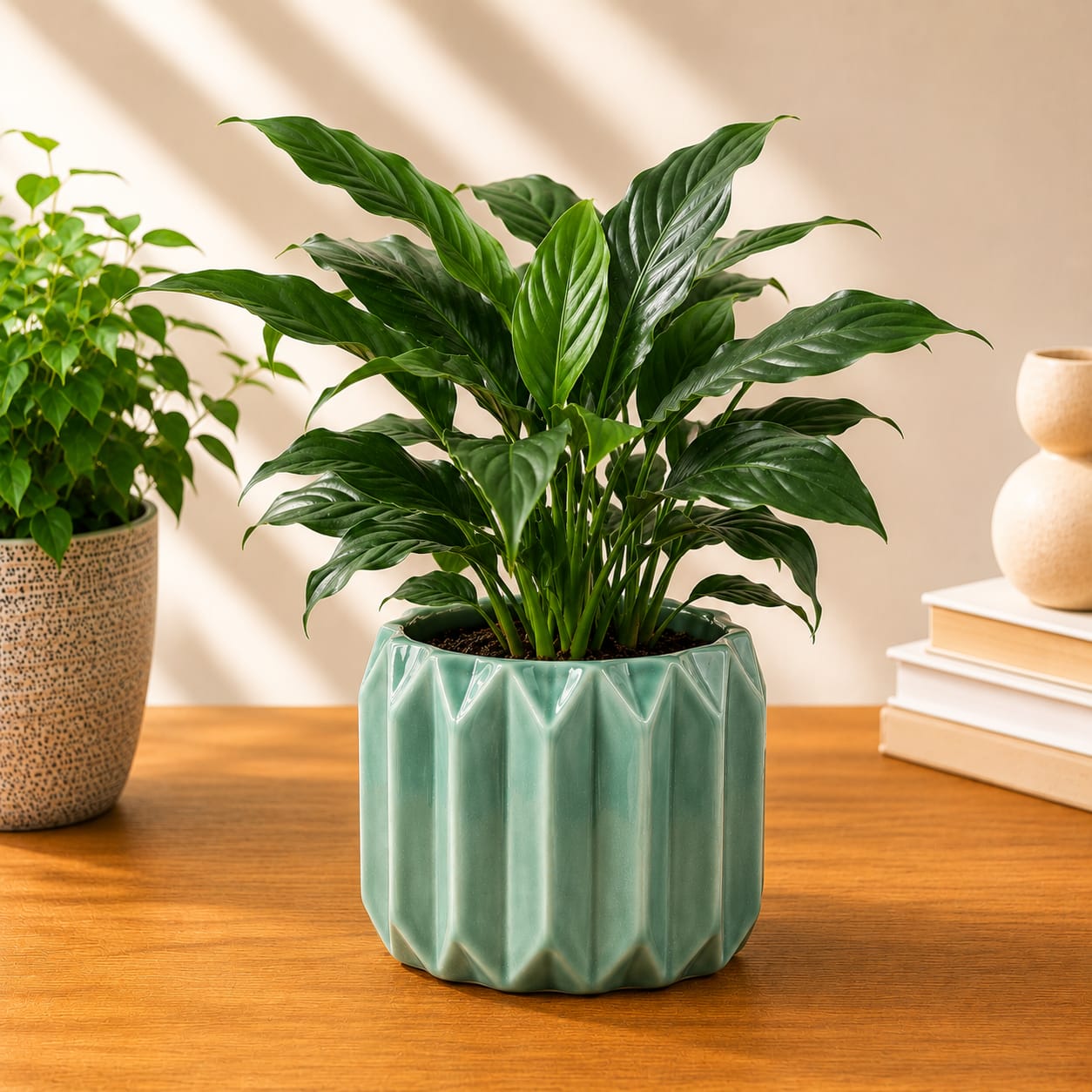Facet Ceramic Planter – Teal — view 2